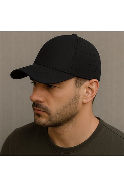 SFCOLLECTION Men's Micro Fabric Perforated Air Permeable Premium Sports Hat-Adjustable