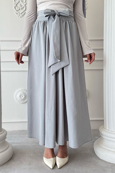 InStyle Fusta gri cu detaliu de centură plisată