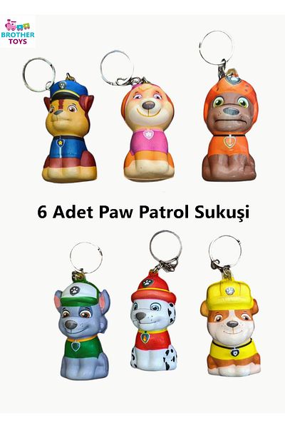 Brother Toys Sukushi 6 Pieces Rescue Dogs Paw Patrol Toy Stress Relief Scented 7 Cm. Squishy