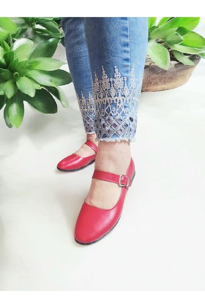 GokceKundura06 Daily Buckle Adjustable Genuine Leather Mary Jane Shoes