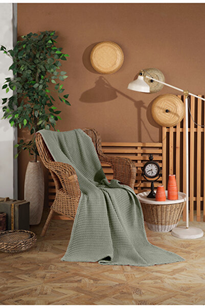 destinyhometex Husă de scaun/pătură TV fără franjuri cu model de vafe verde s...