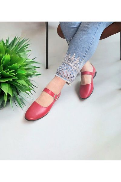 GokceKundura06 Daily Buckle Adjustable Genuine Leather Mary Jane Shoes