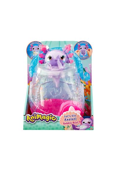 Goliath Axolotl salamander figurine with Animagic Aquarium Bubble Reef aquarium