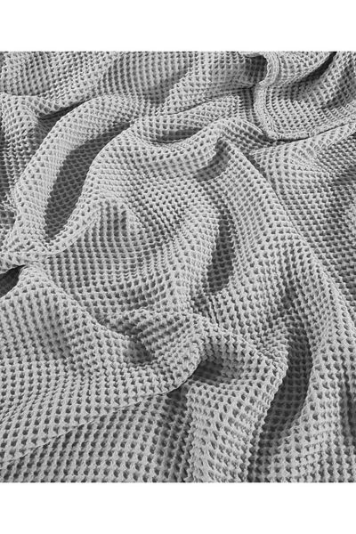 destinyhometex Light Gray Waffle Pattern Fringeless Sofa Cover/Tv Blanket 140X200Cm