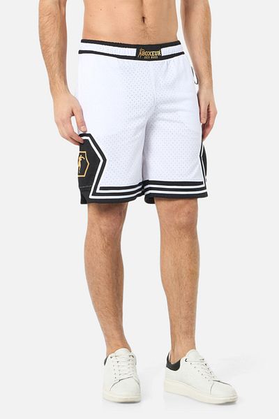 Boxeur Des Rues Black Mesh Short White-Gold