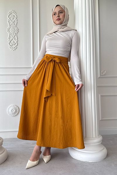 InStyle Fusta galbena cu detaliu plisat