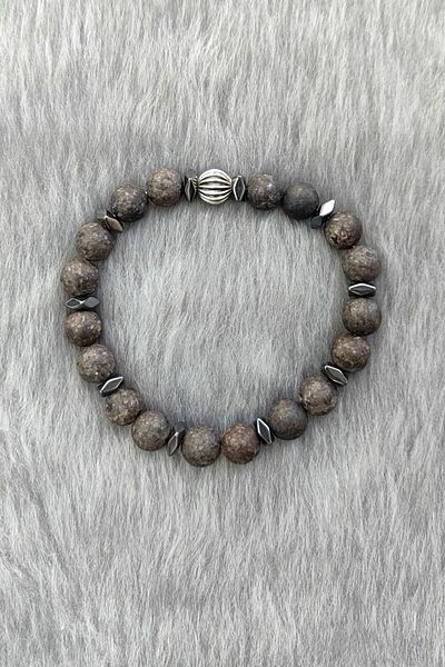 Chavin Elastic Natural Lava Stone Men's Bracelet Ey27