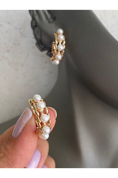 Lucios Pearl Hoop Earring with Golden Craftsmanship