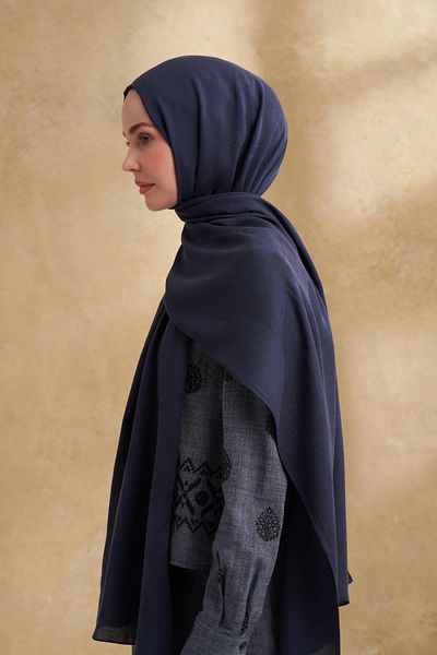 ARMANDA Lyocell Viscose Nomade Pattern Shawl - Navy Blue