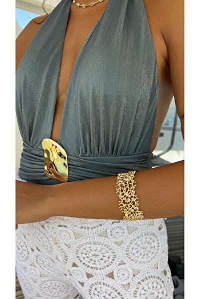 shop Asimetrik Desen Gold Kelepçe