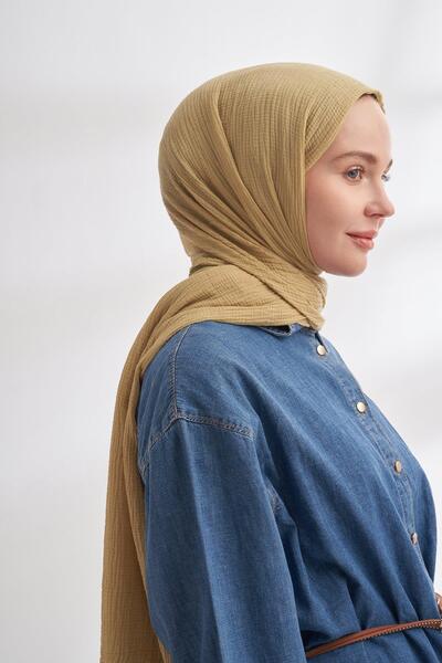 ARMANDA Muslin Piping Shawl - Soft Olive