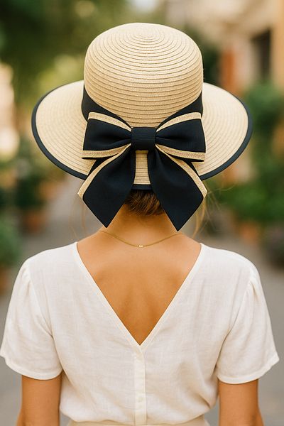 LAGRANZE Women's Bow Straw Hat