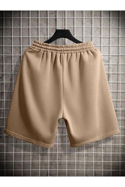 SEDA IŞIKLAR Unisex γυναικείο/ανδρικό μονόχρωμο κοντό χτενισμένο βαμβακερό σορτς
