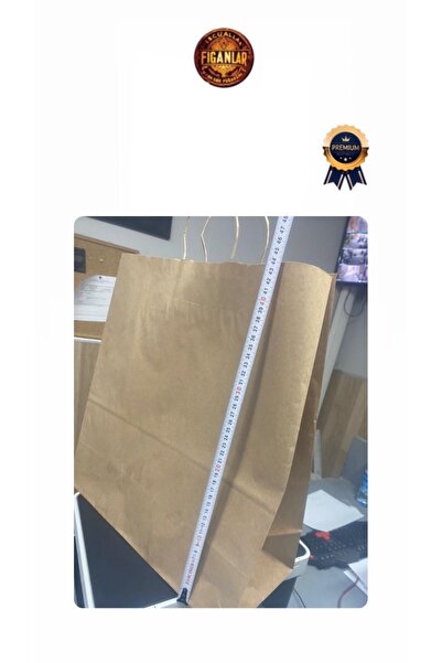 figanlar ambalaj 1.Kalite Kraft Büküm Saplı BÜYÜK BOY Hediye Poşeti/Kağıt Çanta 45x43x18 cm 5 Adet