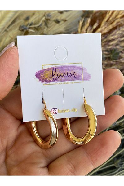 Lucios Oval Small Size Hhoop Earring with Golden Craftsmanship