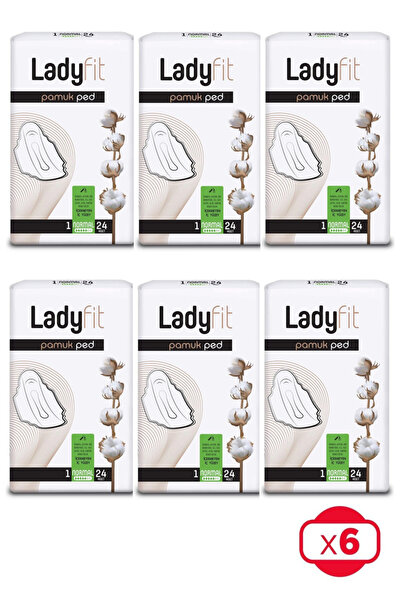 Lady Fit فوط قطنية عادية 24 × 6 عبوات (144 قطعة)