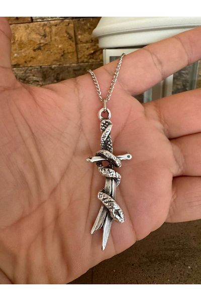 Herşey Nota Warrior Sword Figured Unisex Necklace – Power and Courage Themed Design with 60 cm Chain