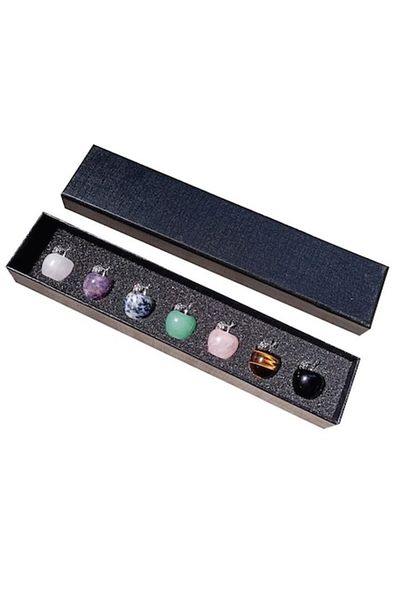 TrioStore Set 7 Cristale Naturale din Pietre Semipretioase in Forma de Mere, Decor Feng Shui, Lucrate Manual