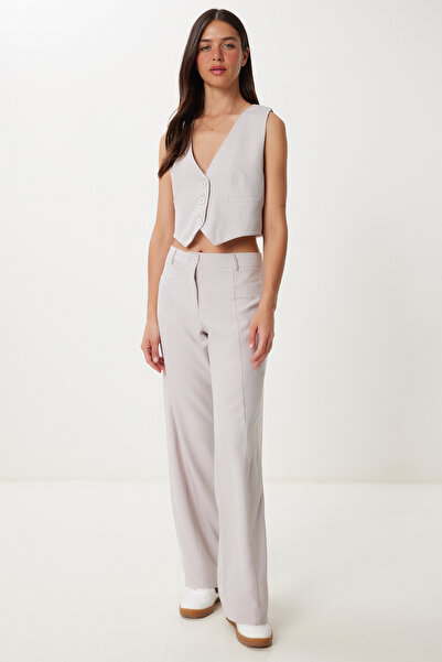 Happiness İstanbul Women's Stone Woven Vest Pants Suit Fn03463