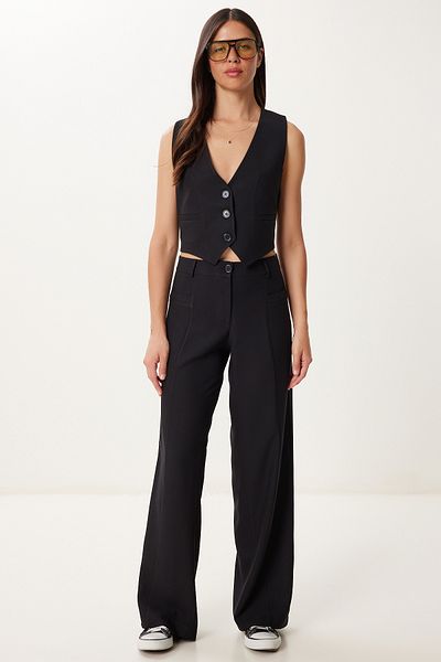 Happiness İstanbul Women's Black Woven Vest Pants Suit Fn03463