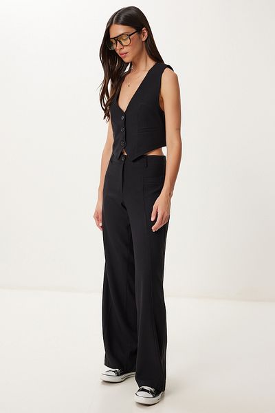 Happiness İstanbul Women's Black Woven Vest Pants Suit Fn03463