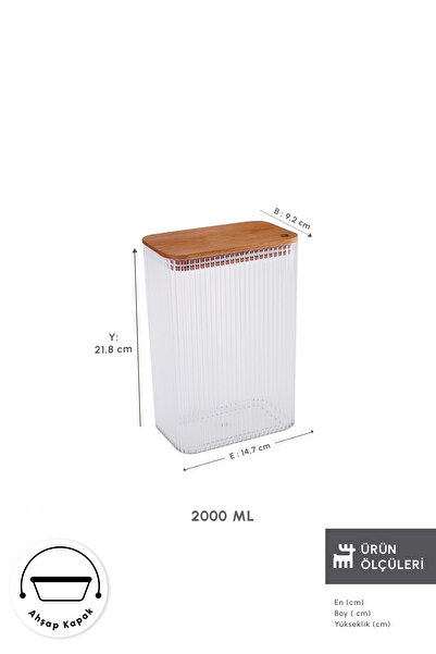 Karaca Massimo Set of 4 Transparent Storage Containers with Wooden Lid