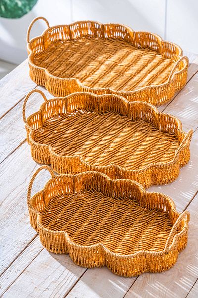 ACAR Nomad Flower Model 3-Piece Wicker Tray Set