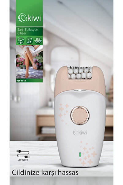Kiwi Kep-6818 Şarjlı, Led Işıklı Epilasyon Cihazı Krem