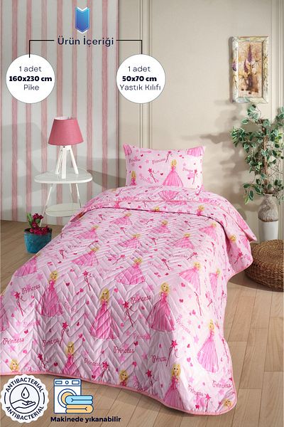 Formeya Princess Patterned Children-Teenager Room Single Pique-Bedspread Set 160 X 230 cm (Without Sheet)