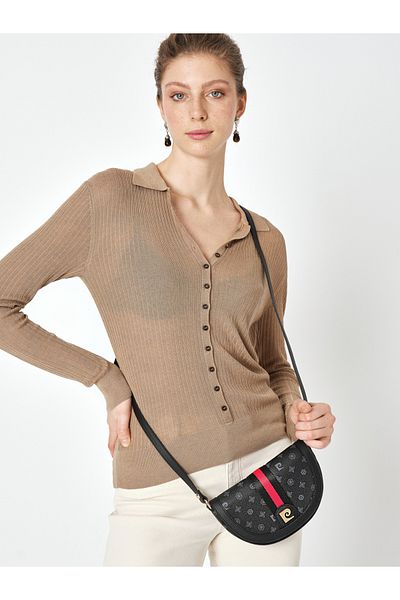 Pierre Cardin Geantă de umăr încrucișată pentru femei Black Monogram 05po25y1884