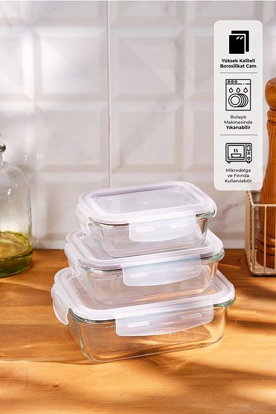 Emsan Lina Borosilicate 3-Piece Storage Container