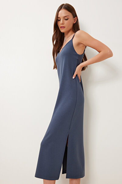 Happiness İstanbul Γυναικείο φόρεμα Anthracite Strap Basic Flexible Modal BV00150