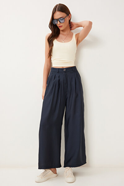 Happiness İstanbul Női sötétkék Modal Palazzo nadrág BV00156