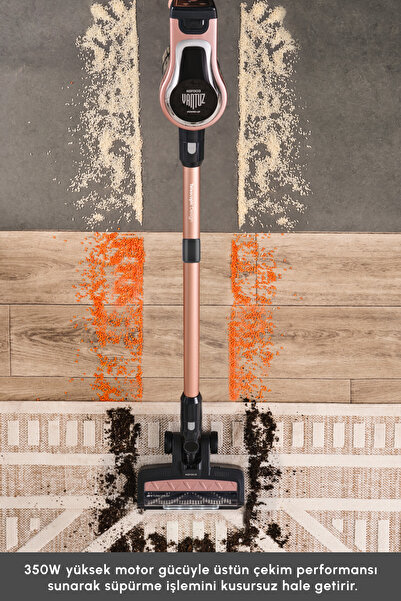 Karaca Vantuz Power Up Telescopic Dikey Süpürge Rosegold 350 W