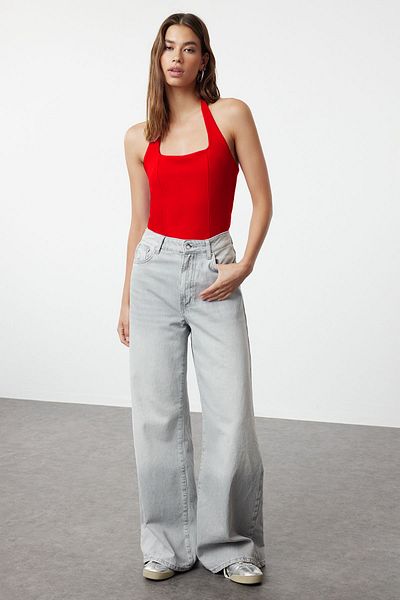 Trendyol Collection Rote Stretch-Strickbluse TWOSS24BZ00492