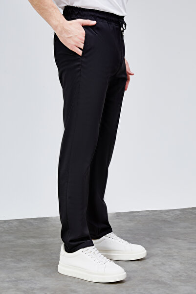 HLT JEANS Чоловічі чорні штани Relaxed Fit з кишенями з боків, еластичним поясом, шнурком і подвійними штанинами BOLT-1996