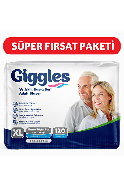 giggles Yetişkin Tekstil Yüzlü  Extra Large 30 Ad X4 Hasta Bezi