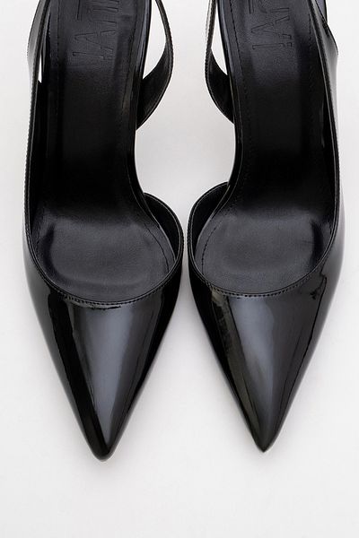 LuviShoes Provázkové černé lakované dámské boty na podpatku