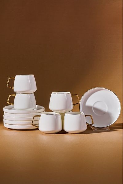 Karaca Saturn Sada 6 šálků na kávu 100 ml zlatá