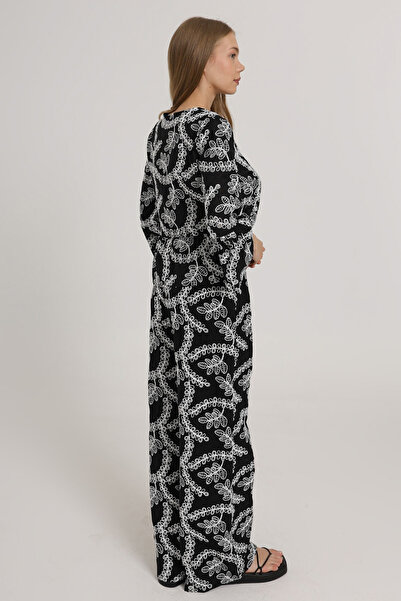 Trendyol Collection Black Embroidered Wide Leg Pants Twoss25Pl00129
