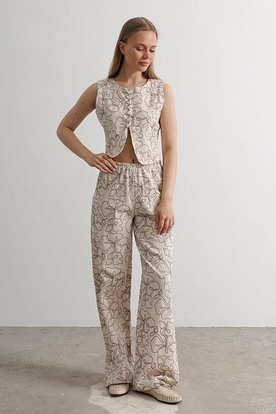 Trendyol Collection Stone Floral Vest Pants Woven Bottom - Top Set Twoss25Au00126