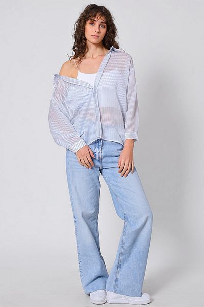 Trendyol Collection Blue Striped Shirt Twoss25Go00171