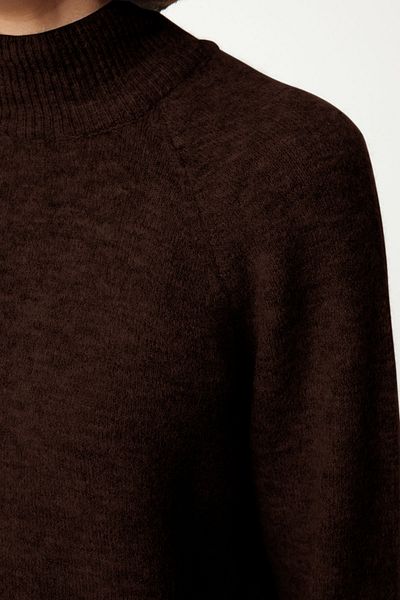Trendyol Collection Pulover din tricotaj din lână maro cu guler stand TWOAW25KZ00043
