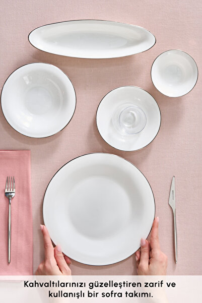 Karaca Fine Pearl Fame 26 Parça 6 Kişilik Kahvaltı Takımı Platin