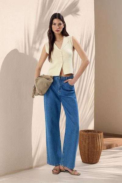 Trendyol Collection Stone Slim Polo Neck Vest Twoss25Ye00067