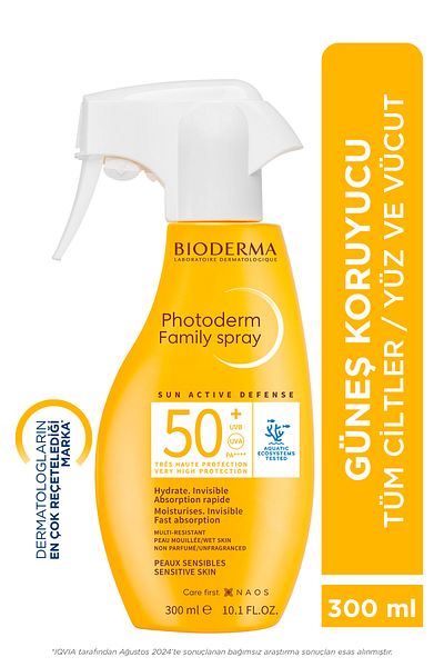 Bioderma Photoderm Spray Spf50+ Family Size Spray Form High Protection Sunscreen for All Skin 300 ml