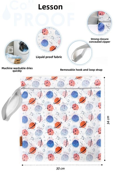 HAMUR Baby Proof Clothing Bag - Wet Dry Clothes, Liquid Proof, Dirty Clean Laundry Bag Planet