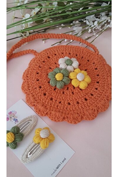 afralya home مجموعة حقيبة وإبزيم محبوكة مزخرفة للفتيات الصغيرات/الأطفال