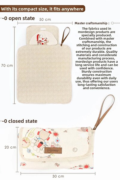 mordesign Baby Bag Changing Mat, Changing Pad, Portable Care Bag, Animal Series,