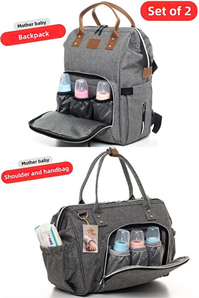 Sahra مجموعة من حقيبتين للعناية بالطفل - حقيبة ظهر فاخرة وحقيبة كتف أنيقة